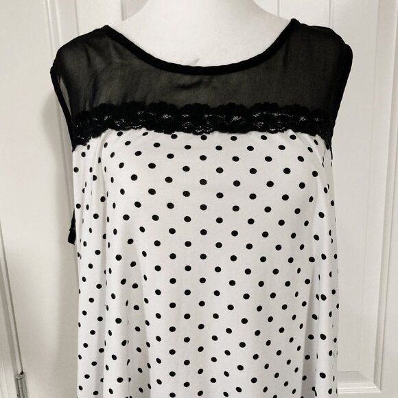 CLIENTELE Plus-size black and white polka dot sleeveless shirt ~ XL XXL tank top - Picture 3 of 13